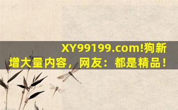 XY99199.com!狗新增大量内容，网友：都是精品！